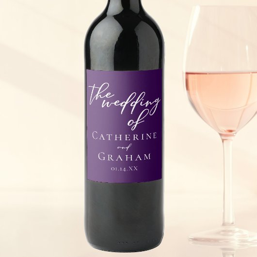 紫王室の白タイポグラフィ夕べ結婚ズ ワインラベル