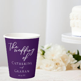紫王室の白タイポグラフィ夕べ結婚ズ 紙コップ