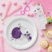 紫王室の白花銀色 ペーパープレート (パーティー)