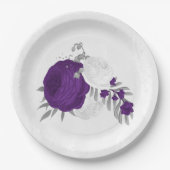 紫王室の白花銀色 ペーパープレート (正面)