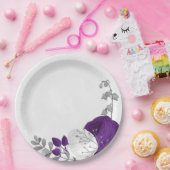 紫王室の白花銀色 ペーパープレート (パーティー)