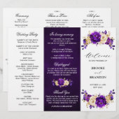 紫王室の紫バイオレット金ゴールドの三結婚折プログラム (正面/裏面)