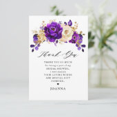 紫王室の紫バイオレット金ゴールドフローラブライダルシャワー サンキューカード (スタンド正面)