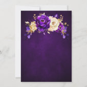 紫王室の紫バイオレット金ゴールドフローラブライダルシャワー 招待状 (裏面)
