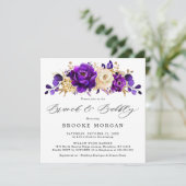 紫王室の紫バイオレット金ゴールドフローラブライダルシャワー 招待状 (スタンド正面)