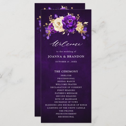 紫王室の紫バイオレット金ゴールドフローラ結婚ズ プログラム (正面/裏面)