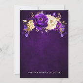 紫王室の紫バイオレット金ゴールドフローラ結婚ズ 招待状 (裏面)