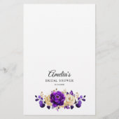 紫王室の紫バイオレット金ゴールドブライダルシャワーゲーム (裏面)