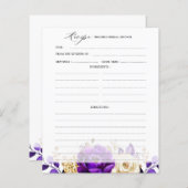 紫王室の紫バイオレット金ゴールドブライダルシャワーレシピ (正面/裏面)