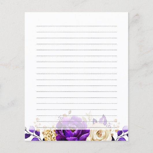 紫王室の紫バイオレット金ゴールドブライダルシャワーレシピ (裏面)