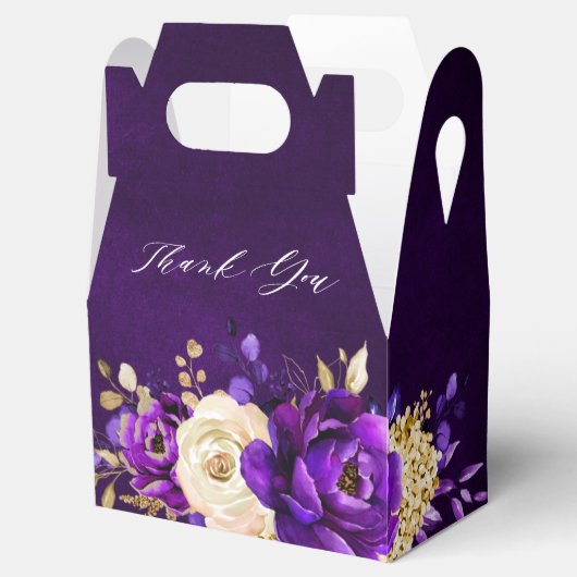 紫王室の紫バイオレット金ゴールドブライダルシャワー フェイバーボックス (オープン)
