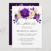 紫王室の紫バイオレット金ゴールド植物私たちはまだ行う 招待状 (正面/裏面)