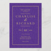 紫王室の色フローラつる植物結婚式招待状