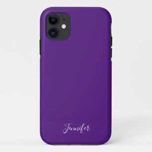 紫王室の色無地のカスタムモノグラム iPhone 11 ケース