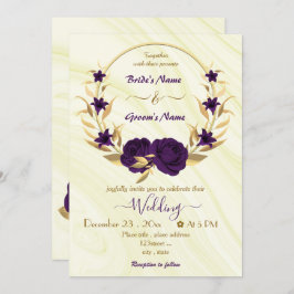 紫王室の花金ゴールドリース 招待状