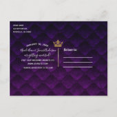 紫王室の金ゴールドドレープ結婚スの日救付 案内ポストカード (裏面)