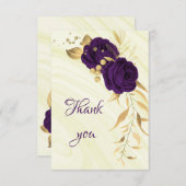 紫王室の金ゴールドフローラ サンキューカード (正面/裏面)