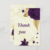 紫王室の金ゴールドフローラ サンキューカード (正面/裏面)