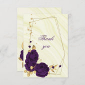紫王室の金ゴールドフローラ サンキューカード (正面/裏面)