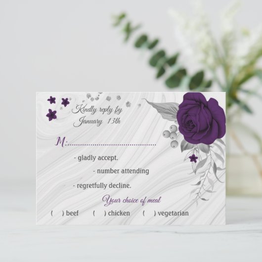 紫王室の銀グレーフローラ 出欠カード (スタンド正面)