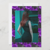 紫王室の銀フローラ生命お祝い 招待状 (裏面)