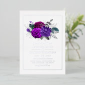 紫王室の銀フローラ結婚ズ 箔招待状 (立ち正面)