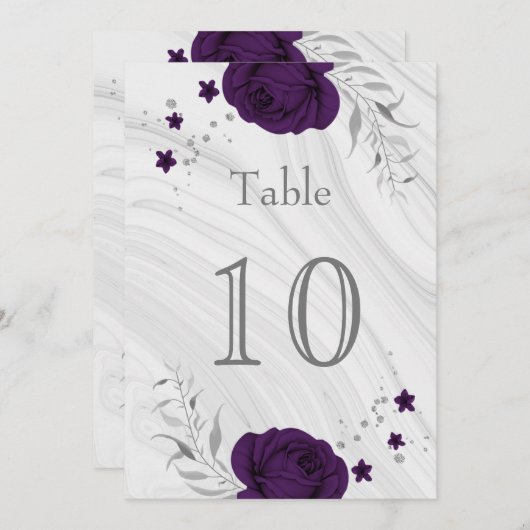 紫王室の銀フローラ表 招待状 (正面/裏面)