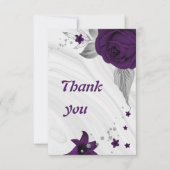 紫王室の銀灰色フローラ幾何学模様 サンキューカード (正面)