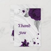 紫王室の銀灰色フローラ幾何学模様 サンキューカード (正面/裏面)