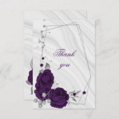 紫王室の銀灰色フローラ幾何学模様 サンキューカード (正面/裏面)