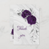 紫王室の銀灰色フローラ サンキューカード (正面/裏面)