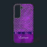 紫王室の銀珠の模様 SAMSUNG GALAXY S22ケース<br><div class="desc">このケースかわいらしは銀玉フェイクがドラマチックな深い紫の抽象芸術背景の上に点在し王室の、実際に輝く。あなたの名前またはモノグラムは下の部分のスクリプトの中にある。紫のフェイクリボンが2つのセクションを分離する。エレガント上品だ！*イメージはケースに印刷され、宝石、銀、グリッター、金属、リボンなどのファブリックは含まれていない。*</div>