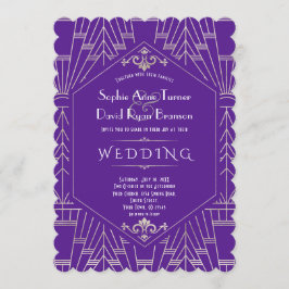 紫王室の銀素晴らしギャツビー結婚1920年代 招待状