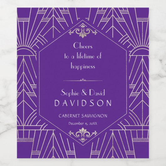 紫王室の銀素晴らしギャツビー結婚20年代 ワインラベル (シングルラベル)