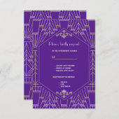 紫王室の銀20素晴らしsウェディングRSVP 出欠カード (正面/裏面)