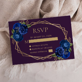 紫王室の青フローラ金ゴールドジオメト結婚リ 出欠カード