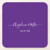 紫王室の – スクリプエレガントトパーソナライズされた スクエアペーパーコースター (正面)