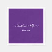 紫王室の – スクリプエレガントトパーソナライズされた スタンダードカクテルナプキン (正面)