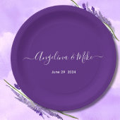 紫王室の – スクリプエレガントトパーソナライズされた ペーパープレート