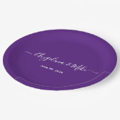 紫王室の – スクリプエレガントトパーソナライズされた ペーパープレート (アングル)