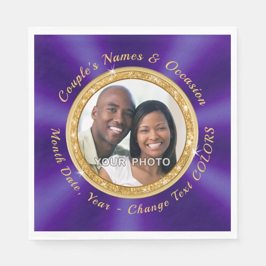 紫王室の、パーソナライズされたナプキンと写真 スタンダードランチョンナプキン (正面)