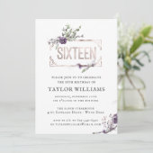 紫王室の|フローラフォイ華美ルフレーム誕生日 招待状 (スタンド正面)