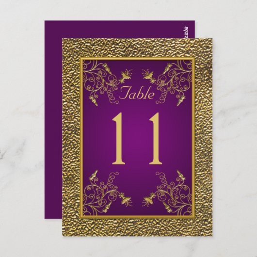 紫王室の、金ゴールドフローラテーブル番号ポストカード ポストカード (正面/裏面)