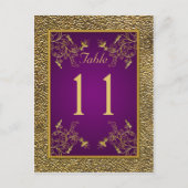 紫王室の、金ゴールドフローラテーブル番号ポストカード ポストカード (正面)