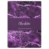 紫瑪瑙の大理石モノグラム名 クリップボード (裏面)