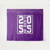紫白の卒業クラス スポーティ タイポグラフィ タペストリー (正面(横))