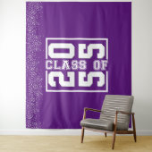 紫白の卒業クラス スポーティ タイポグラフィ タペストリー (インサイチュ)