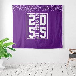 紫白の卒業クラス スポーティ タイポグラフィ タペストリー