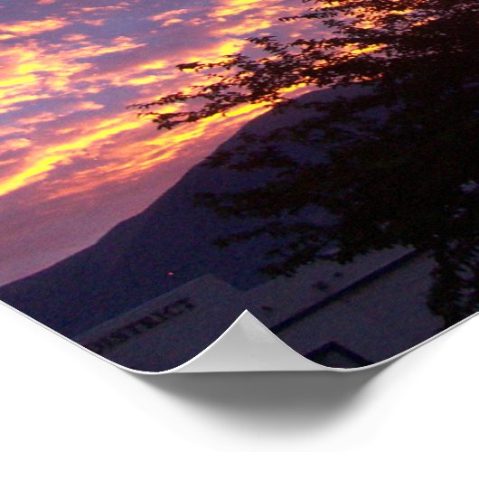 紫白熱［赤熱］光を放つ夕日の写真ファミリーツリーポスター ポスター (角)