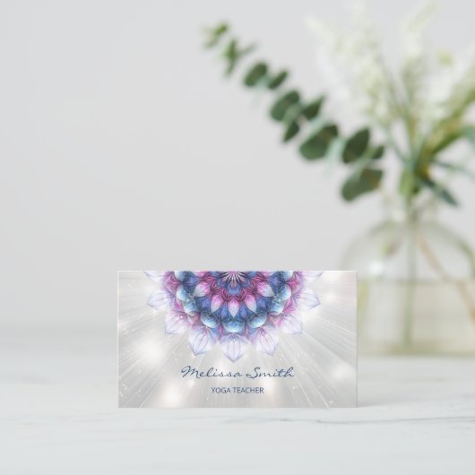 紫白熱［赤熱］光を放つ青マンダラ 名刺 (スタンド正面)